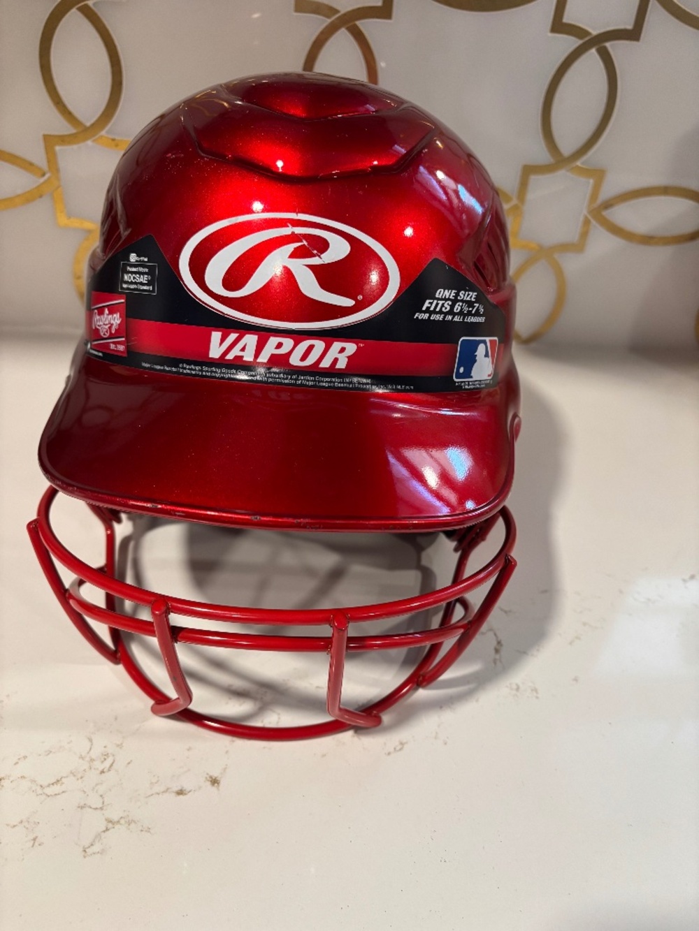 Rawlings Vapor Batter's Helmet With Face Guard 6 1/2- 71/2 Red